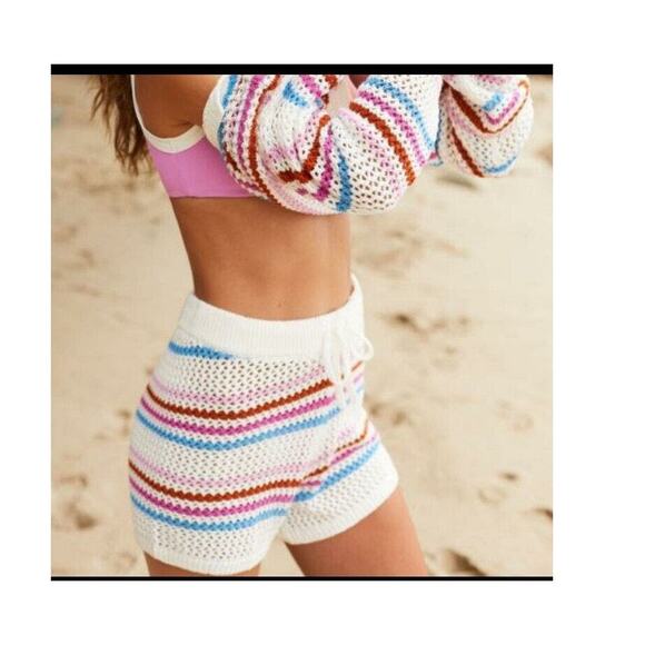 #52- NWT- L*SPACE On The Horizon Crochet Boho Cover Up Shorts Size M Ret$88 - Picture 3 of 8
